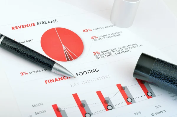 Miniräknare, penna och diagram — Stockfoto