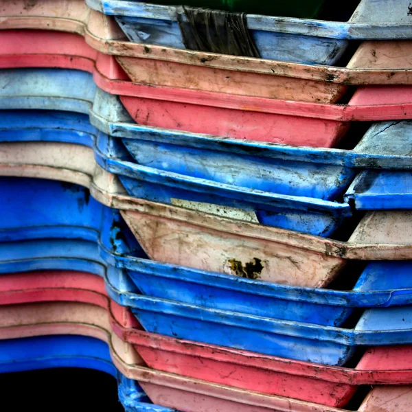 Industrial Blue Plastic Stacks — Stock Photo, Image