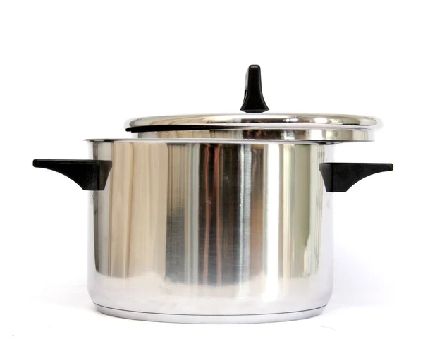 Silver Chrome Cooking Pot or Saucepan — Stock Photo, Image