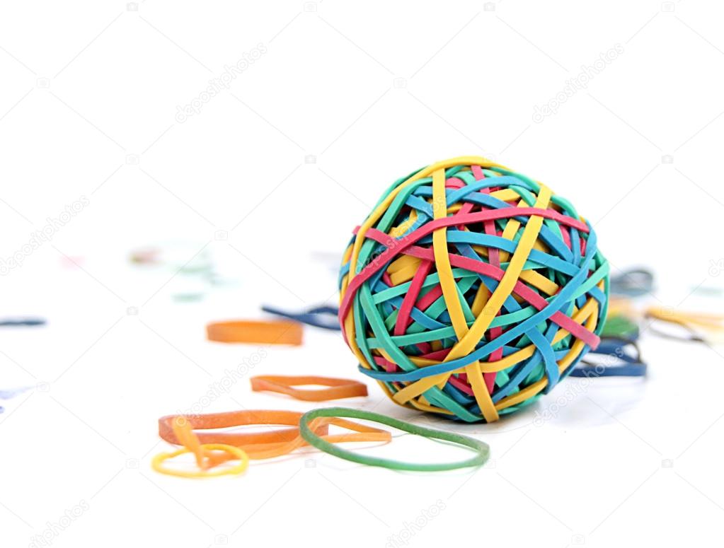 Brightly coloured Rubber band Ball