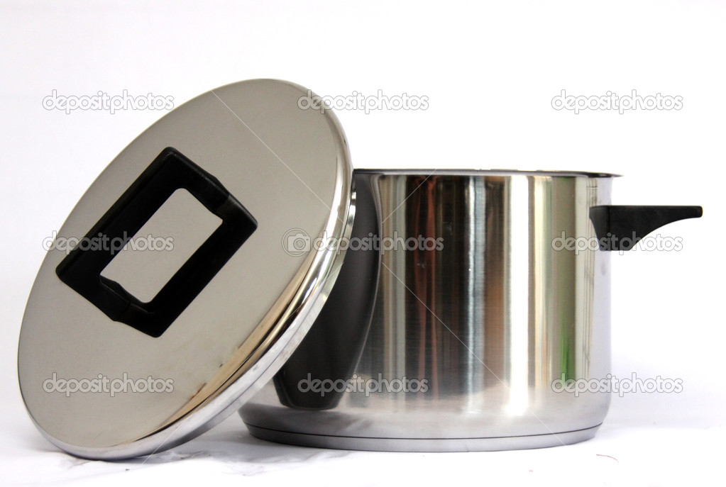 Silver Chrome Cooking Pot or Saucepan — Stock Photo © jahina 23156330