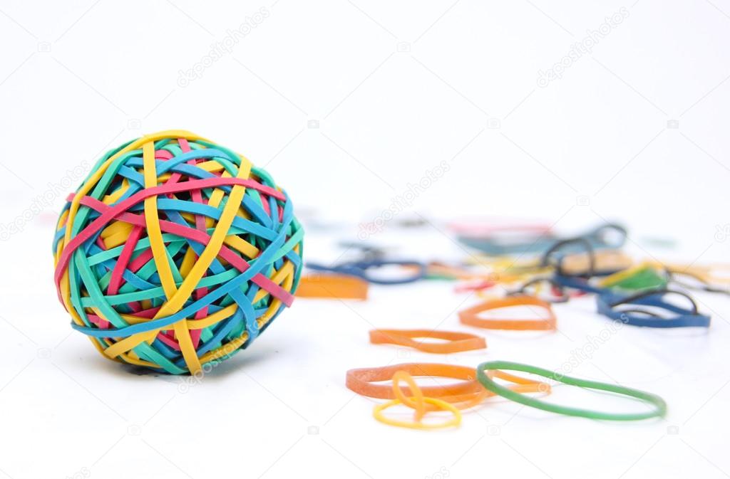 Brightly coloured Rubber band Ball — Stock Photo © jahina 23156372