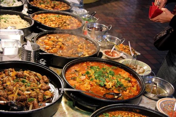 Market Stall Makanan yang dimasak mengambil restoran — Stok Foto