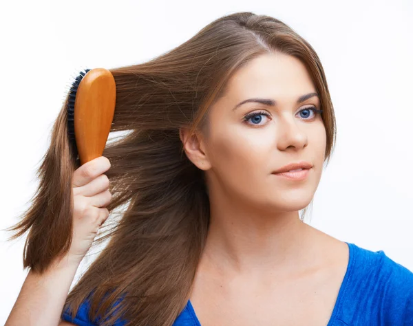 Peine de mujer pelo largo — Foto de Stock