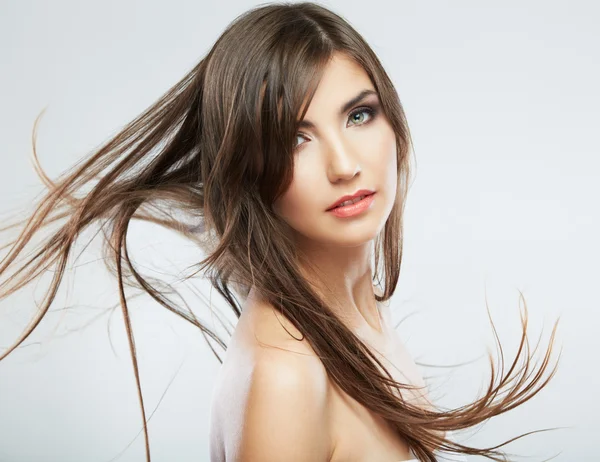 Woman face with hair motion — Stock Photo, Image