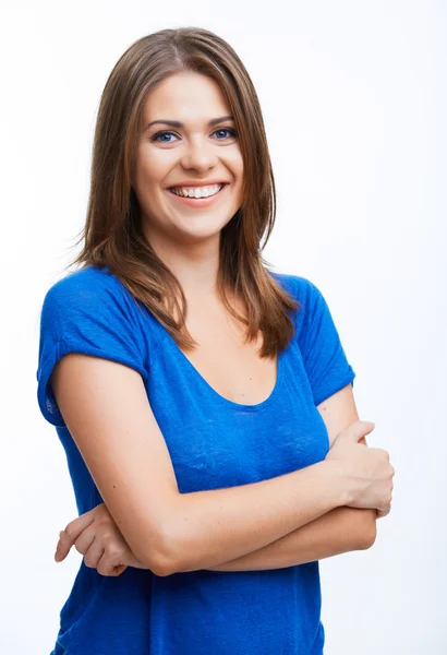 Young casual woman style isolated over white background. — Stock Photo, Image