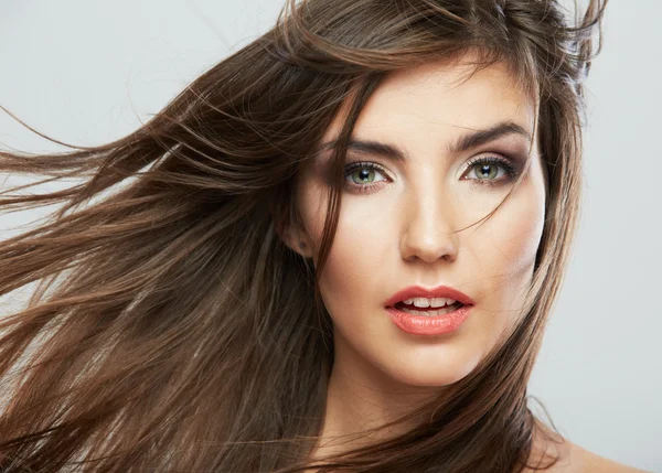 Woman face with hair motion — Stock Photo, Image