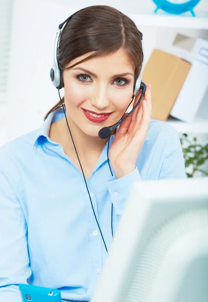 Call center smiling operator with phone headset. — Stock Photo, Image