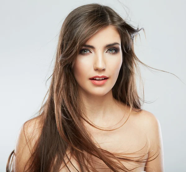 Woman face with hair motion — Stock Photo, Image