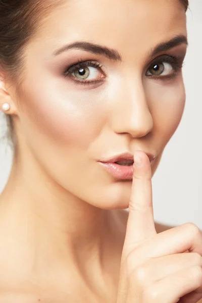 Close up portrait of beautiful young woman face. — Stock Photo, Image