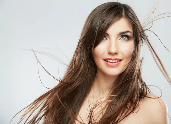 Woman face with hair motion — Stock Photo, Image