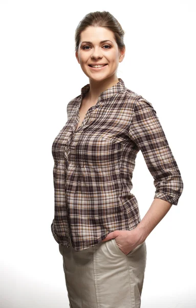 Mujer feliz y sonriente retrato aislado — Foto de Stock