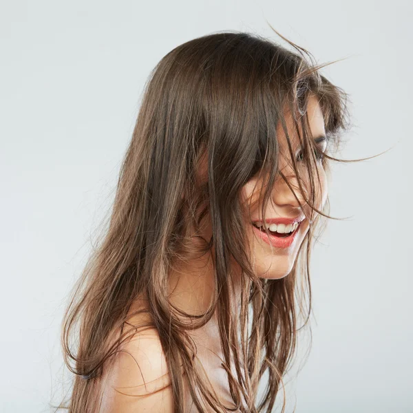 Woman face with hair motion — Stock Photo, Image