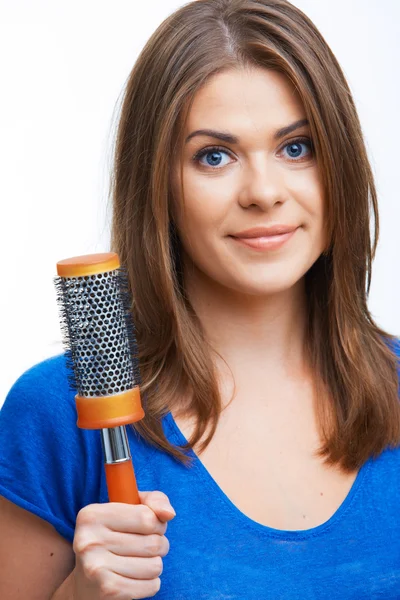 Woman comb long hair — Stock Photo, Image