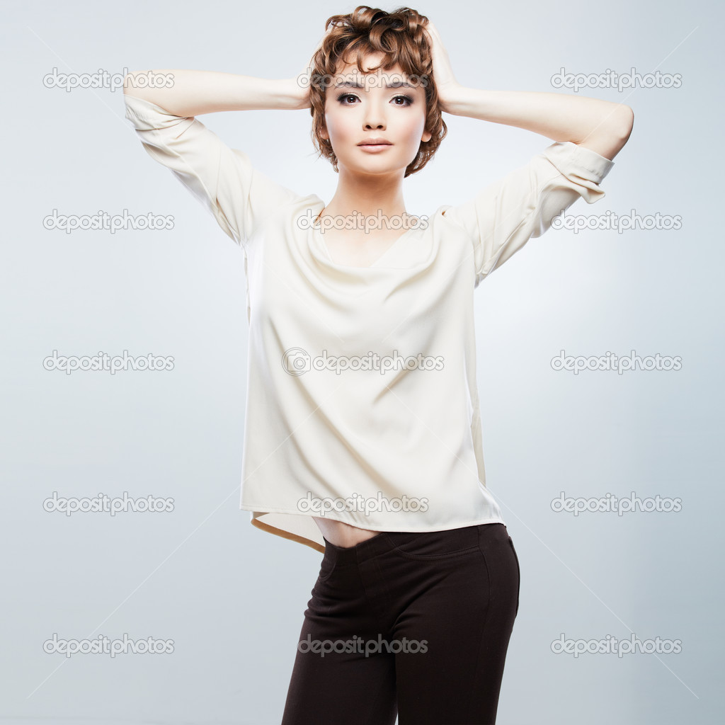 Woman fashion style posing.