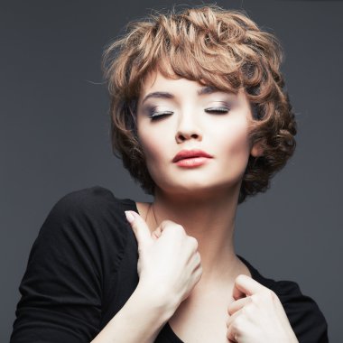 kadın güzellik tarzı yüz portre kapatın