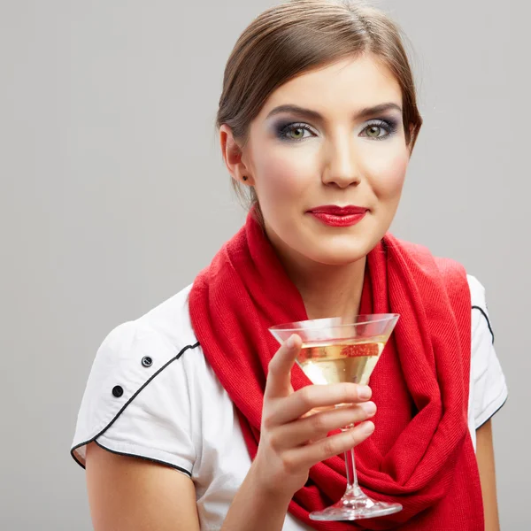 Young happy woman with glass. — Stock Photo, Image