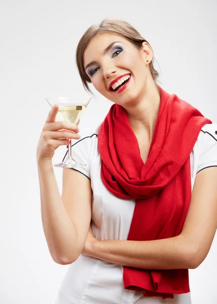 Ung glad kvinna med glas. — Stockfoto