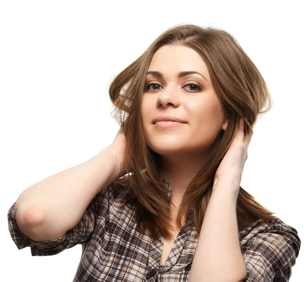 Huisvrouw vrouw geïsoleerd op wit — Stockfoto