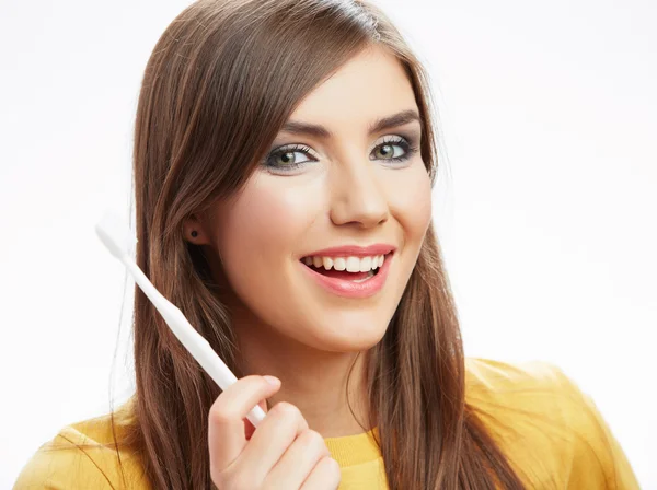 Donna con spazzola dentata . — Foto Stock
