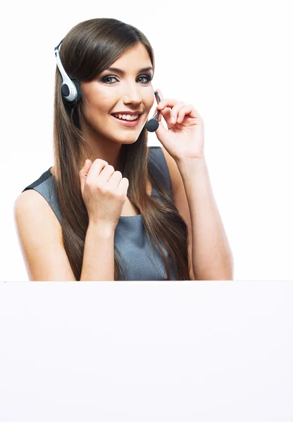 Жінка працівник обслуговування клієнтів, колл-центр посміхається оператор wi — стокове фото