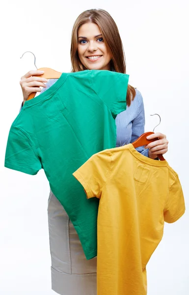 Woman with clothes — Stock Photo, Image