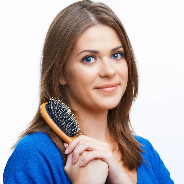 女性の櫛の長い髪 — ストック写真