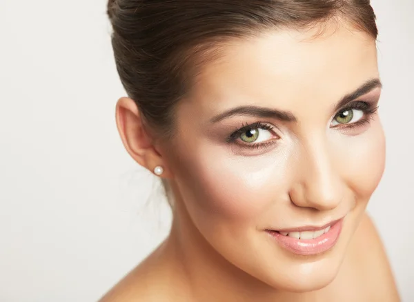 Close up portrait of beautiful young woman face. — Stock Photo, Image