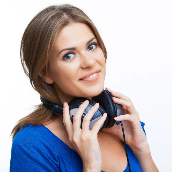 Woman with headphones — Stock Photo, Image