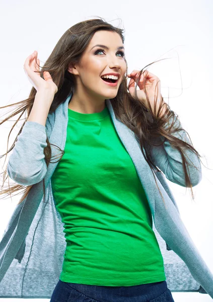 Young woman portrait with hair motion — Stock Photo, Image