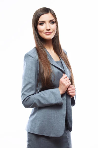 Business woman crossed arms against white background — Stock Photo, Image