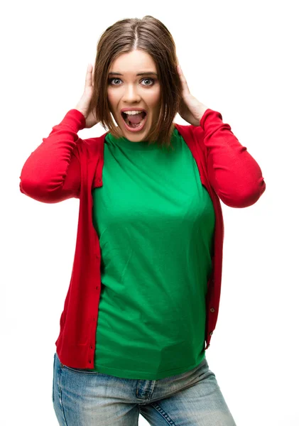 Screaming young woman — Stock Photo, Image