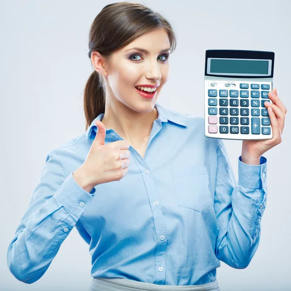 Mujer de negocios hold count machine . —  Fotos de Stock