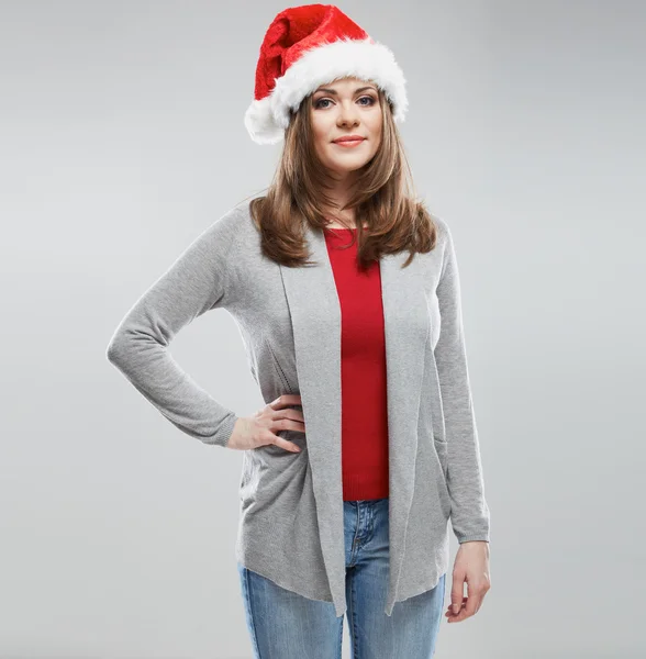 Porträt einer Frau mit Weihnachtsmütze — Stockfoto