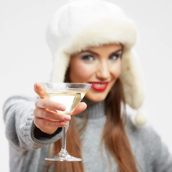 Donna con bicchiere da cocktail — Foto Stock