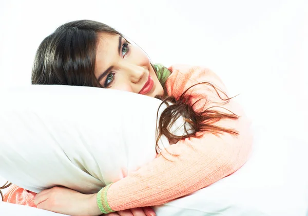 Retrato de mulher na cama — Fotografia de Stock