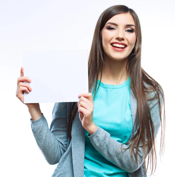 Mujer con papel en blanco —  Fotos de Stock