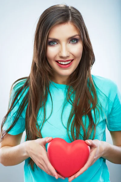 Donna con cuore — Foto Stock