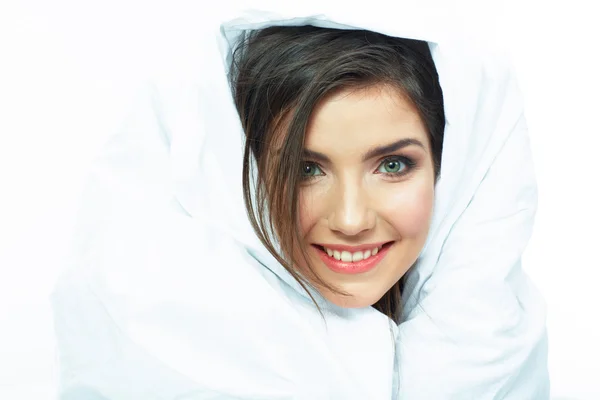 Portret van vrouw in bed — Stockfoto