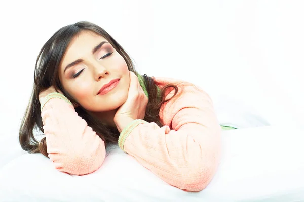 Retrato de mulher na cama — Fotografia de Stock