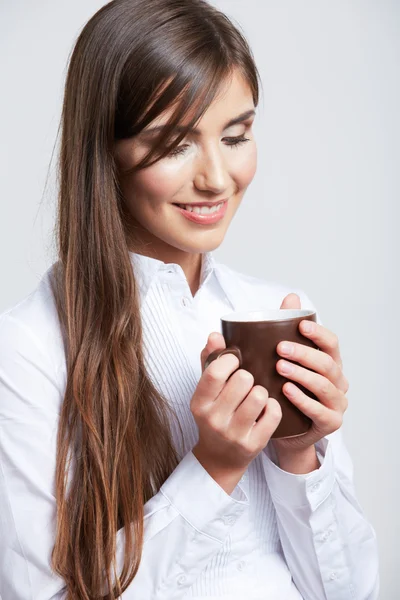 Portrait of business woman with cup — Stock Photo, Image