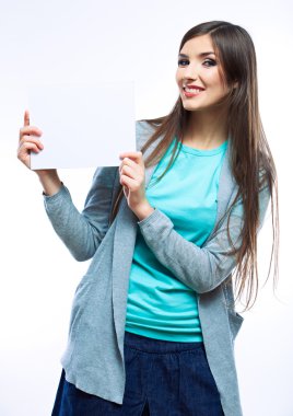 boş kağıt olan kadın