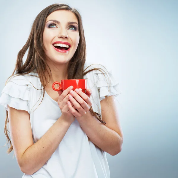 Mujer sosteniendo taza — Foto de Stock