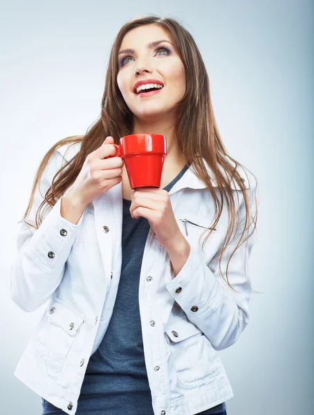 Woman with coffee cup — Stock Photo, Image