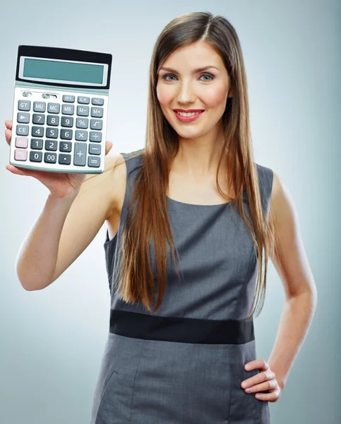 Business woman with calculator — Stock Photo, Image