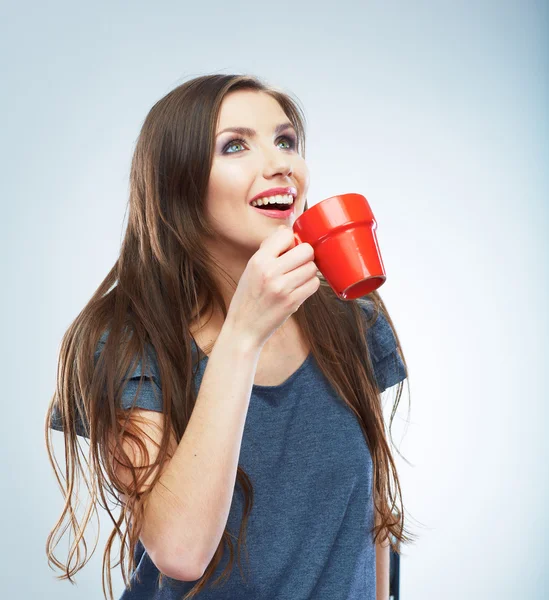 Kvinna anläggning cup — Stockfoto