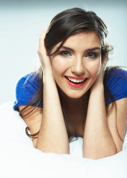 Portrait of woman in bed — Stock Photo, Image