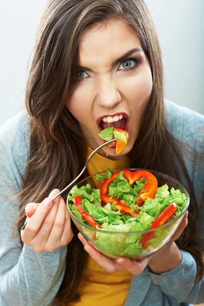 Woman eating salad — Stock Photo, Image