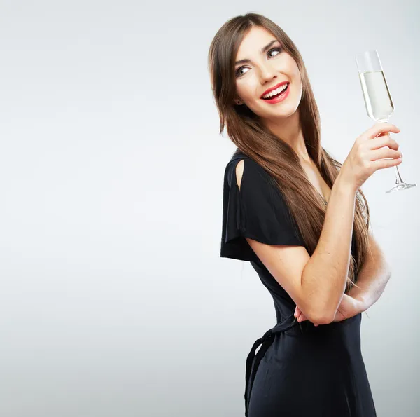 Bir bardak şampanyası olan kadın