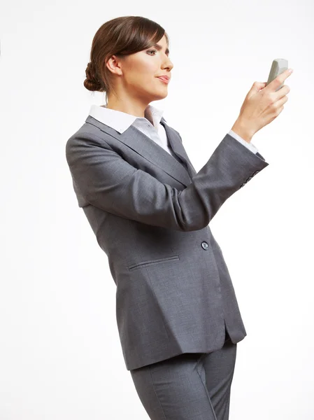 Kobieta biznesu z telefonem — Zdjęcie stockowe